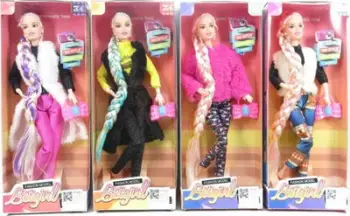 Kukull Bigtoys Doll in fur, trup i artikuluar, me aksesorë, shumëngjyrëshe