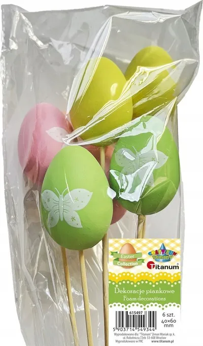 Vezë dekorative plastike në shkop, 40x60mm, set 6 copë, shumëngjyrëshe - 3
