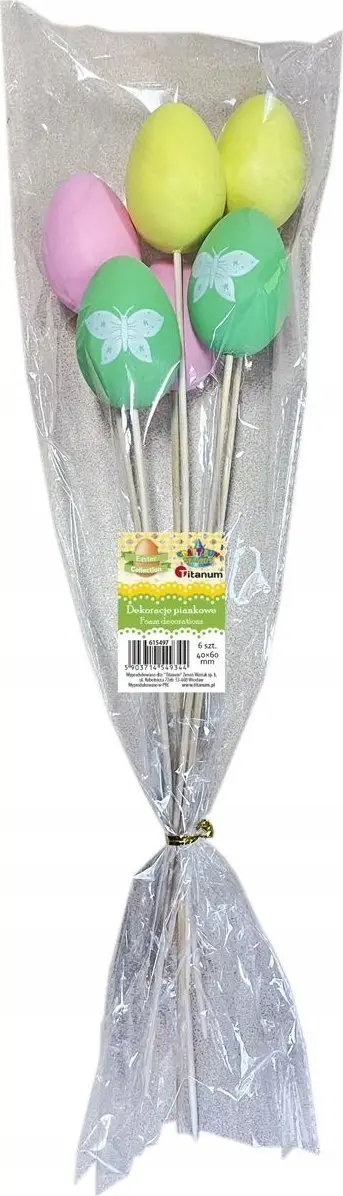Vezë dekorative plastike në shkop, 40x60mm, set 6 copë, shumëngjyrëshe