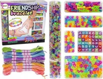 Set DIY bizhuteri për byzylykë LeanToys, rruaza plastike, fije shumëngjyrëshe