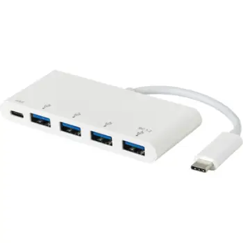 Hub USB C ESTUFF ES623007WH, 4x USB 3.0, 5 Gbps, i bardhë