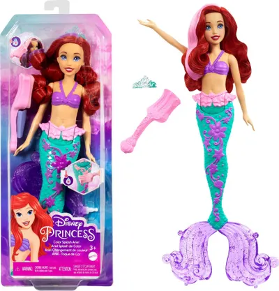 Kukull sirenë Disney Princess Ariel HLW00, efekt ndryshimi ngjyre, lodër uji, shumëngjyrëshe - 3