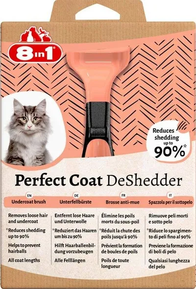 Krehër për mace 8in1 Perfect Coat DeShedder, teh 46mm, dorezë ergonomike, gri - 3
