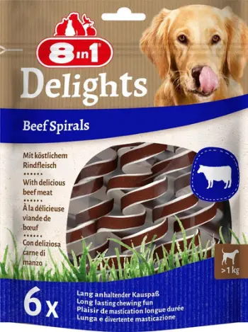 Shpërblim për qen 8in1 Beef Spirals, 6 copë, viç