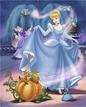 Set mozaik me diamant Cinderella, pikturë dekorative, për fëmijë dhe të rritur, shumëngjyrësh