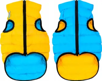 Xhaketë për qen AiryVest M 45, ultra e lehtë, e kthyeshme, e verdhë blu