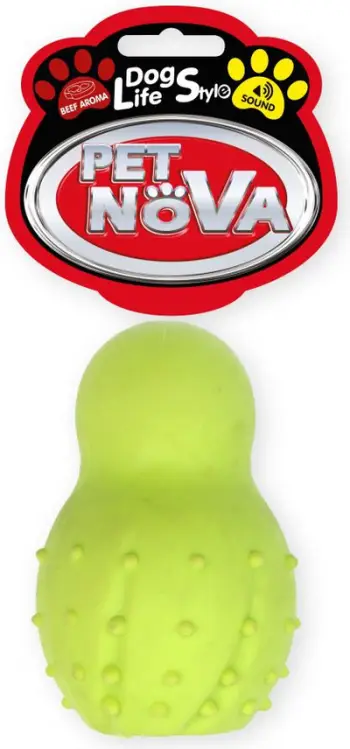 Lodër qenësh Pet Nova TPR Snowman, 9.5cm, me zile, e verdhë