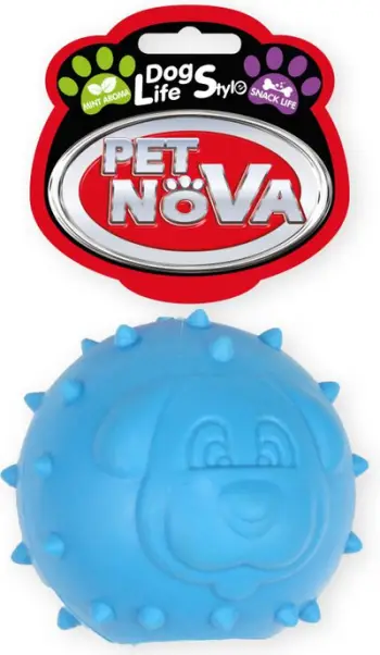 Top lodër për qen Pet Nova TPR Snackball, 6.5 cm, aromë mente, blu