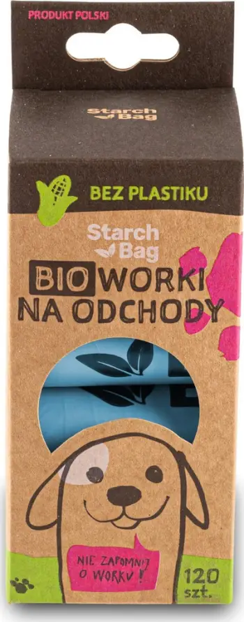 Qese mbeturinash bio, 120 copë, kompostuese, blu