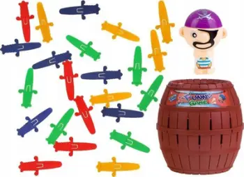 Lojë tavoline Funny Game Pirate, 2n1 arkë kursimi, me shpata plastike, shumëngjyrëshe