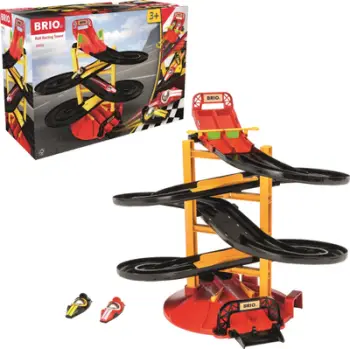 Set lojë pistë gare me kullë, 2 makina garuese, shumëngjyrësh