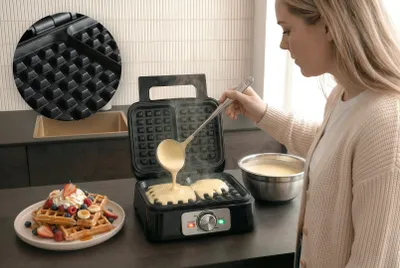 Aparat për waffle Promis WAP1600, 2 waffle, pllaka jo ngjitëse, i zi - 4