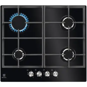 Plitë me gaz Electrolux KGG6426K, 60 cm, 4 vatra, e zezë
