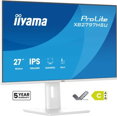 Monitor Iiyama ProLite XB2797HSU W1, 27", IPS Full HD, i bardhë - 1