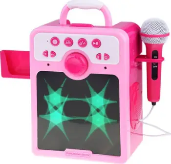 Altoparlant lodër boombox për fëmijë, Bluetooth, me mikrofon, rozë