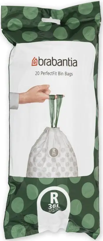 Qese mbeturinash Brabantia PerfectFit R, 36L, 20 copë, të bardha