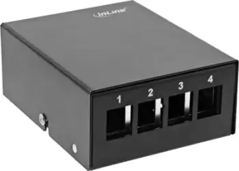 Kuti sipërfaqësore InLine RAL9005, për 4x Keystone RJ45, metal, e zezë