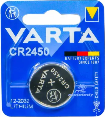 Bateri litium Varta CR2450, 3V, monedhë, argjendtë