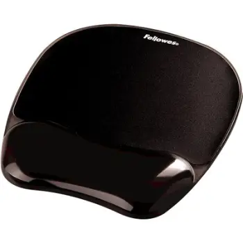 Mousepad ergonomik Fellowes Crystal Gel, mbështetje kyçi, bazë gome kundër rrëshqitjes, i zi