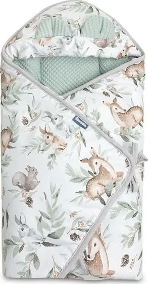 Mbështjellëse për ulëse makine Sensillo Waffle Mint Little Deer, 90x90cm, pambuk, mente me dizajn drerë