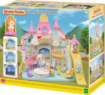 Set loje Sylvanian Families Sunny Castle Nursery, me figurine Flora Rabbit Baby, ngjyrë shumëngjyrëshe