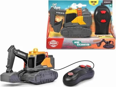 Lodër eskavator Volvo Dickie Toys Mini Excavator, 14cm, me drita, i verdhë - 1