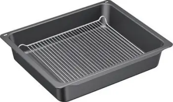 Tepsi furre Bosch HEZ633070, me grilë, emajl rezistent, gri