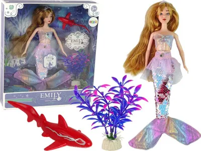 Kukull sirenë Emily the Mermaid, bisht që ndryshon ngjyrë, aksesorë rozë - 1