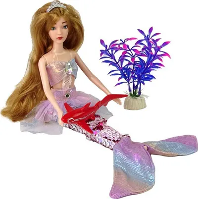 Kukull sirenë Emily the Mermaid, bisht që ndryshon ngjyrë, aksesorë rozë - 4