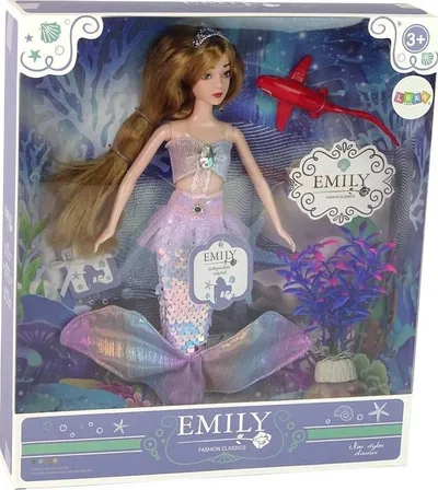 Kukull sirenë Emily the Mermaid, bisht që ndryshon ngjyrë, aksesorë rozë - 5