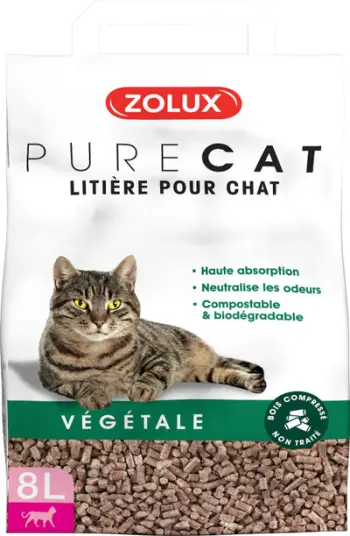 Rërë higjienike për mace Zolux PureCat Plant Based Unscented, 8L, me bazë bimore, pa aromë