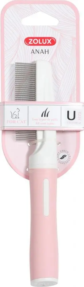 Krëhër për mace Zolux ANAH Dense, dhëmbë çeliku, powder pink