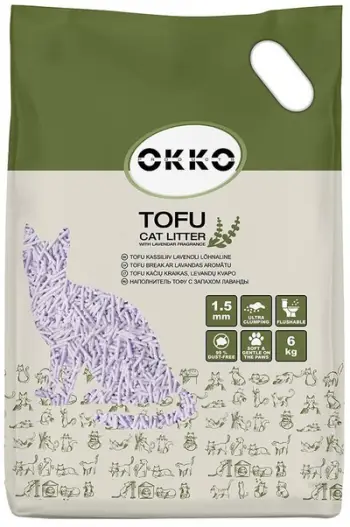 Rërë higjienike mace OKKO Tofu, aromë livando, 6kg, e gjelbër