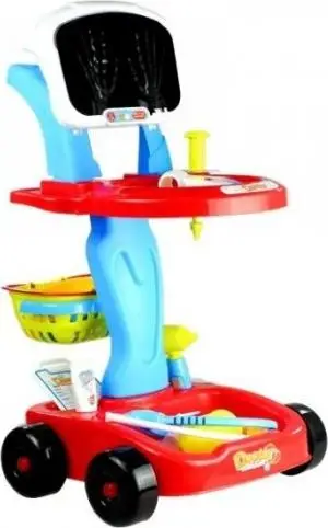 Set lojërash mjeku Leantoys Medical Trolley With Accessories, 22 pjesë, me rrota, shumëngjyrësh