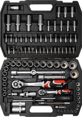 Set veglash Yato YT-12681, 94 copë, çelësa dhe koka, në kuti plastike