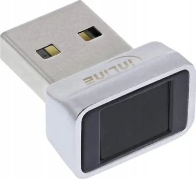Skaner gjurmësh gishtash InLine USB, kompatibil me Windows Hello, i zi - 1