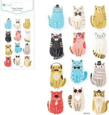 Stickerë shkumë “Cats”, 12 copë, dekorativë, shumëngjyrësh
