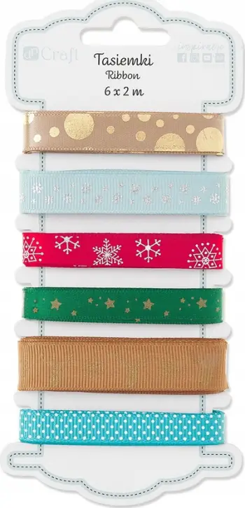 Set shirita dekorativë Lovable Christmas, sateni dhe grosgrain, 6 copë, shumëngjyrësh