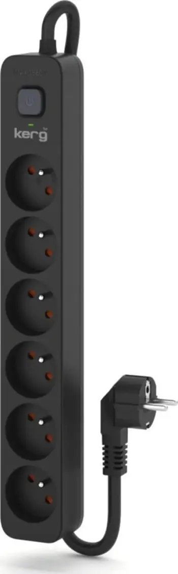 Shirit elektrik Kerg, 6 priza, 5m, 16A, i zi
