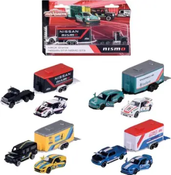 Set lodrash Majorette Vehicles With Trailer Mix, vetura metalike me rimorkio