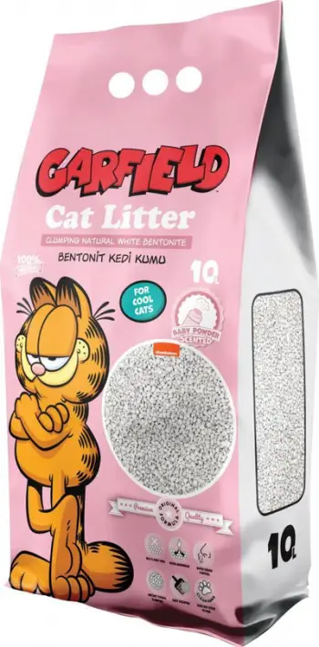 Rërë higjienike për mace Garfield Baby Powder, 10 L, me aromë pudër bebe