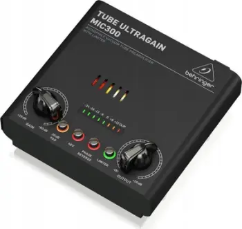 Para‑amplifikator Behringer MIC300 Tube Ultragain, për mikrofon dhe instrument, me limiter, i zi
