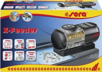 Ushqyes automatik për akuarium Sera X-Feeder, kontejner i madh, rezistent ndaj lagështisë, i zi
