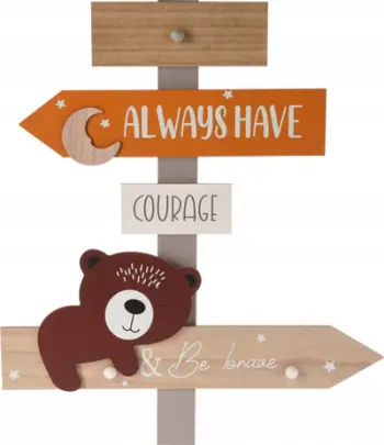 Varesë rrobash për fëmijë Home Styling Collection Zoo Bear, MDF, me 3 vende varëse, shumëngjyrëshe