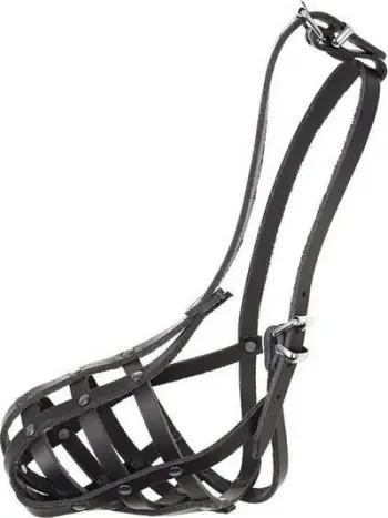 Maskë goje për qen Dino Leather Poodle 4, lëkurë natyrale, e rregullueshme, e zezë