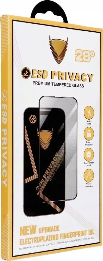 Xham mbrojtës Og Premium Privacy për iPhone 15 Pro, 6.1", i zi