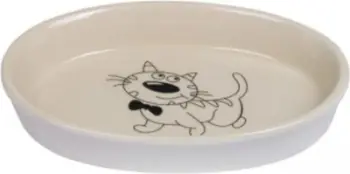 Enë ushqyese për mace Nobby Bowl Ceramic Oval, krem/bezhë
