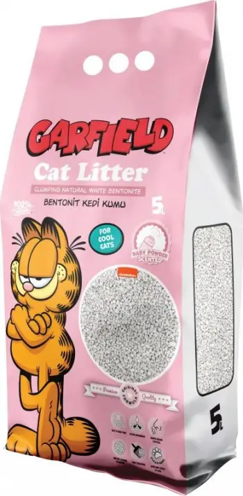 Rërë higjienike për mace Garfield Baby Powder, bentonit i bardhë, 5L