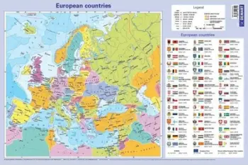 Mbulesë tavoline Demart Desk Pad Europe, hartë politike e Evropës, shumëngjyrëshe