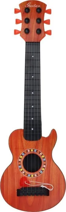 Kitarre lodër për fëmijë Orange Wood Cube, me tela metalikë, ngjyrë portokalli - 2